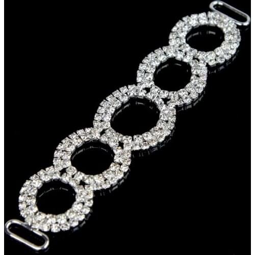 30 Pcs Round Bulk Bling Silver Crystal Rhinestone Connector For Bikini/Swimwear Fashion 11.7x2.5cm