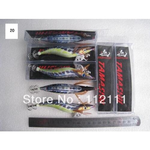 7pcs fishing lure, squid jigs , 3.5#,13.5cm,22g, packed with plastic box with card(NO.20)