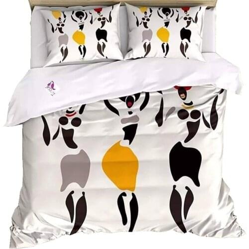 Africa Duvet Cover Set Retro Exotic Bedding Set Tribal Woman Quilt Cover Queen Red Orange Bed Set Geometric Home Textiles