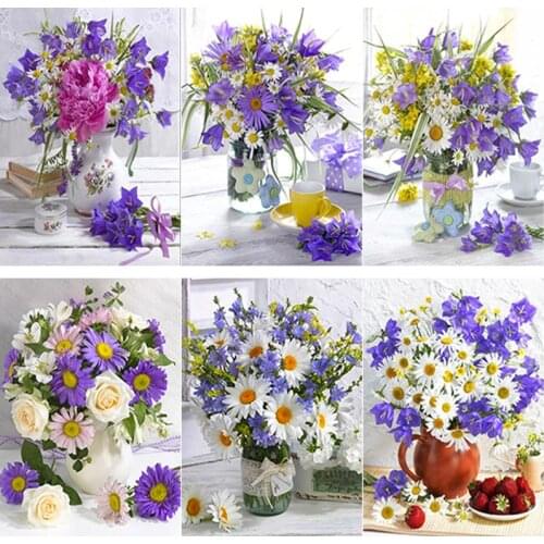 5D DIY Flower Diamond Painting Daisy Flower Pot Diamond Embroidery Cross Stitch Full Square Round Drill Manual Gift Home Decor