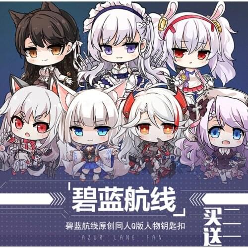 Anime Azur Lane Keychain Cartoon Acrylic Stand Model Plate Illustrious Enterprise Laffey Yudachi Kaga Takao Pendant Toy Cosplay