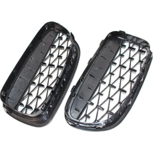 Car middle exhaust grille Diamond Grille Racing Grills Semi-plated meteor bright black grille for BMW 5 Series F10 F18 2010-2016