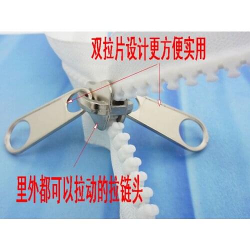 White 400cm/4M white 10# resin zippers/open-end 2pcs/double pullers/for tent/yacht/Outdoor sleeping bags accessories SUV carport
