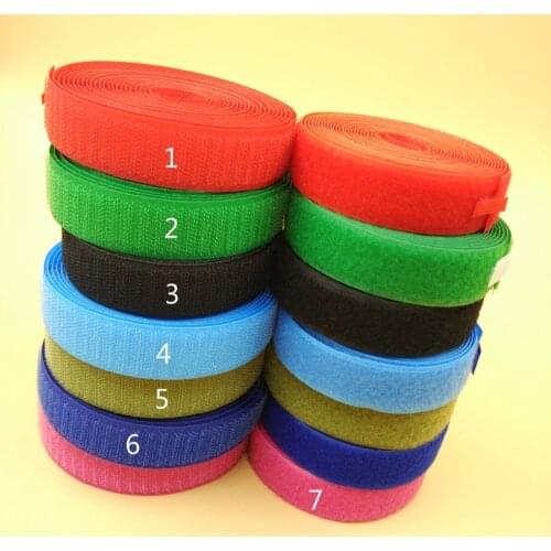 Free Shipping 1" 25mm 7 Colors 5M Hook+Loop Sew On Roll Hook Loop Fastener Tape For DIY Craft Repair Garments Accessories