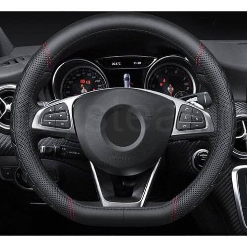 Car Steering-wheels Cover 37cm-38cm 15" Genuine Leather Steering Wheel Cover For Audi A3 A4 A5 A6 Q2 Q3 Q5 Q7 A7 S3 S4 SQ5 RS3