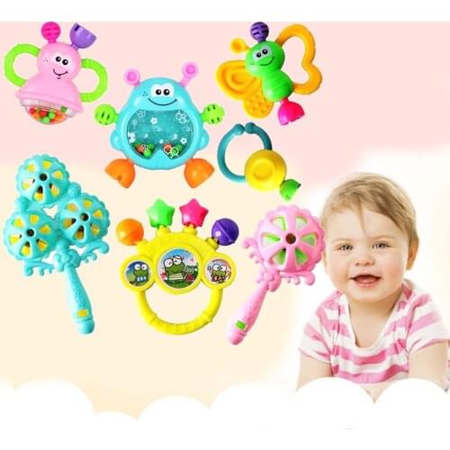 Baby 7pcs/Set Random Color Plastic Hand Shaking Bell Newborn Baby Rattles Toy Infant Teether Toy Kids Grasp Hand Bells Toys