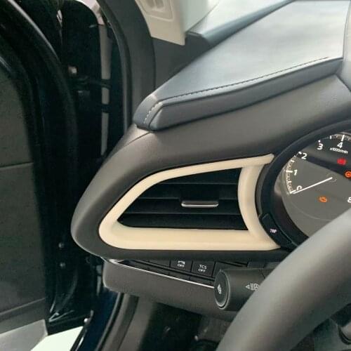 For Mazda Cx-30 Cx30 2020 2021 Carbon Fiber Front Air Conditioning Cover Trim AC Outlet Frame Car Styling Interior Accessories