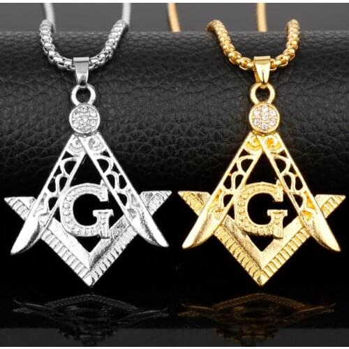 Dongsheng 2018 New Design Masonic Free Mason Freemasonry Free and Accepted Crystal Pendants Necklaces Gift -30