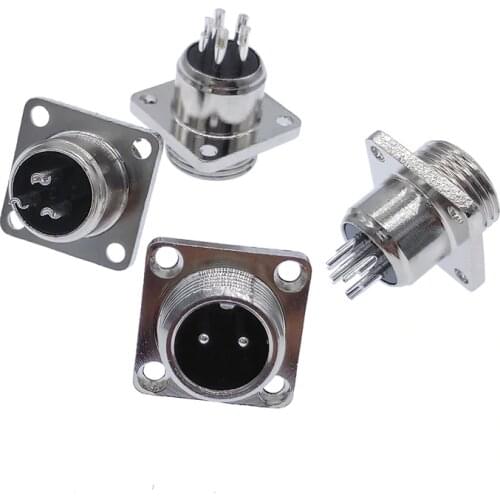 GX12 square base aviation connector flange socket 2 pin 3pin 4pin 5pin 6pin 7pin diam 12mm