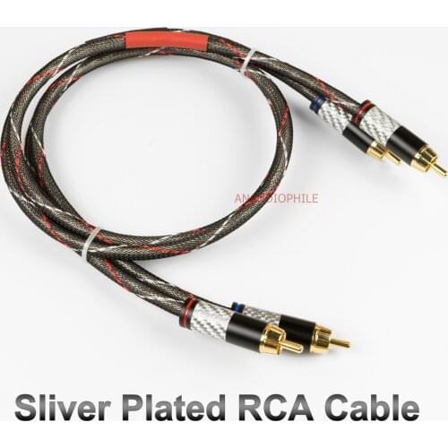 HiFi Sliver Plated RCA Cable 5N 4 Thick Conductors RCA Male To Male Audio Cable DAC Amplifier Preamp