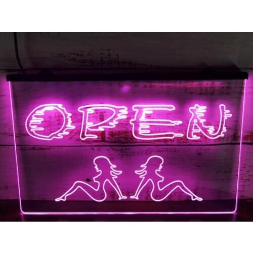 I222 OPEN Sexy Stripper Dance Girl LED Neon Light Signs