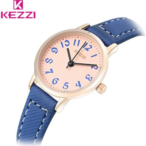 KEZZI Brand Casual Watch Leather Womens Watches Simple Dial Japanese Movement Waterproof Quartz Wristwatch Montre Femme