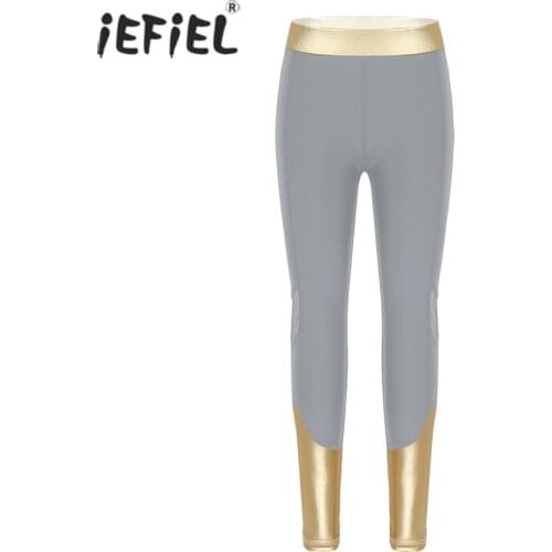 Girls Legging Pants Sport Trousers Running Yoga Workout Casual Fashion Pant Elastic Waist Mesh Spliced Sweatpants