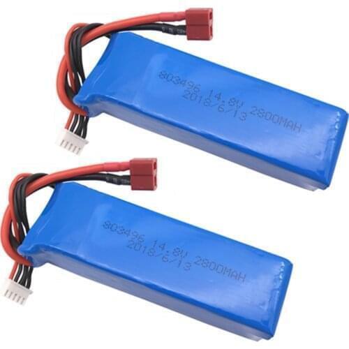 2 pcs Li-PO battery 803496 14.8V 2800mAh 30C 4S T Plug for FT010 FT011 RC boat Lipo Battery Free shipping