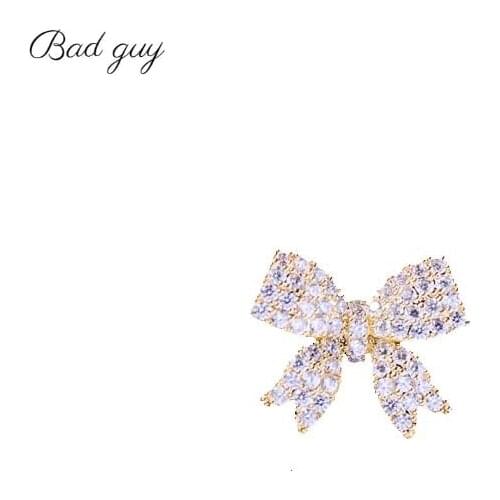 Mini Bowknot Zircon Brooch Pin for Womens Shiny Gem Brooch Cute Jewelry Clothes Scarf Buckle Garment Accessories Fine Jewelry