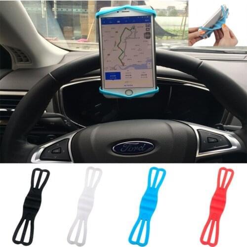 Multi-function Colorful Mobile Phone Stand Holder Rearview Mirror Steering Wheel Silicone Phone Holder For Iphone 7 Samsung S8