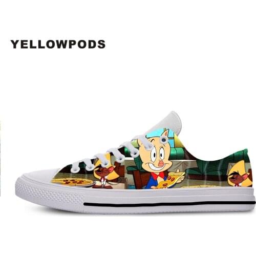 Men Casual Shoes True Reveler Cartoon Print Porky Pig Lovers Funny Cute Pig Men And Women Lightweight Off White Shoes Man