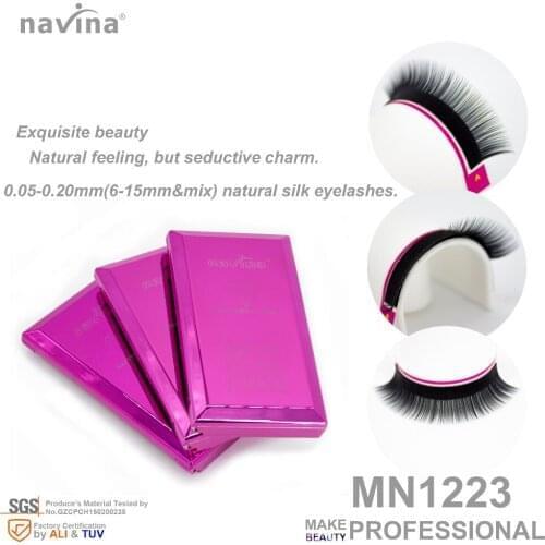 Navina Natural silk false eyelashes of makeup, slim black, seductive charm, curl CD, thickness 0.07-0.2mm, length 6-15mm mix