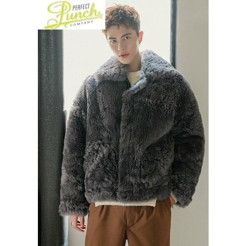 Original Real Winter Men Sheep Shearling Jacekt Man Short Mens Coat Warm Lamb Fur Jackets Coats 2021 19451 KJ4421