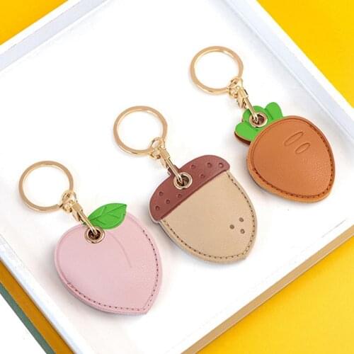 Useful Leather Key Ring Personality Access Control Card Cover Case Key Chain Access Card Bag Pendant Cartoon Keychains Keyfob
