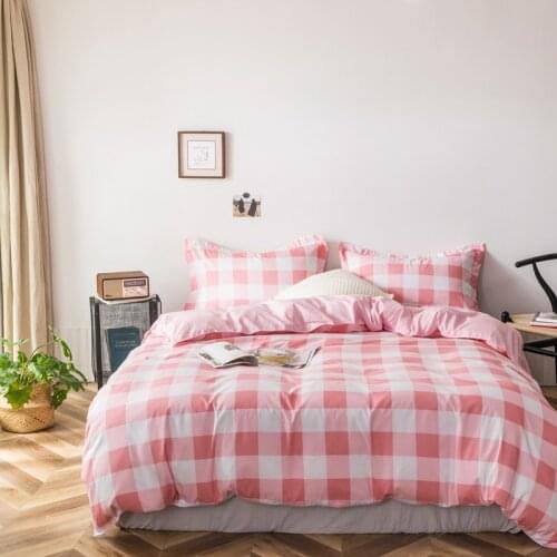 Home Living Buffalo Plaid Print 3/4Pcs Bedding Flat Sheet Pillow Case Duvet Cover Set Queen Size and King Size Bedding Sets