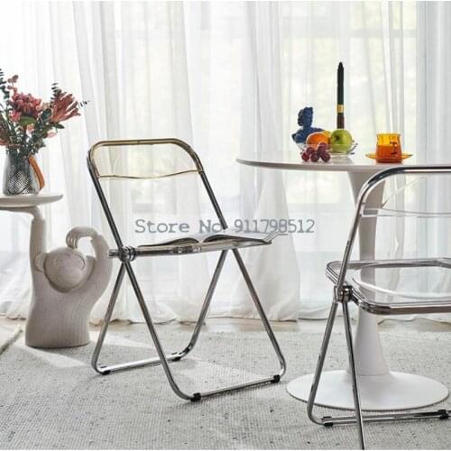 Nordic transparent dining chair simple backrest net red ins plastic folding chair makeup household modern acrylic chair