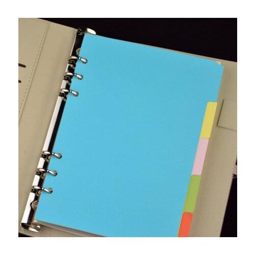 5pcs/set A6 binder dividers subject index divider for notebook Refill Papers for planner Office Supplies Stationery 6 holes