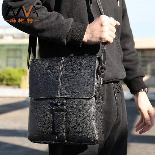 Natural Cowskin Mens shoulder bag casual Business messenger bag Genuine leather vertical Men Crossoboby Sling Bag Brand Design