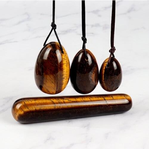 Tiger Eye Massage Egg Set Yoni Wand Natural Crystal Jade Mineral Ball Kegel Vaginal Exercise Tool Pelvic Floor Muscle Health