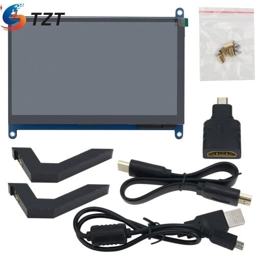 TZT 7 Inch HDMI Display USB Capacitive Touch Screen IPS Full Viewing Angle 1024x600 For PC Raspberry Pi
