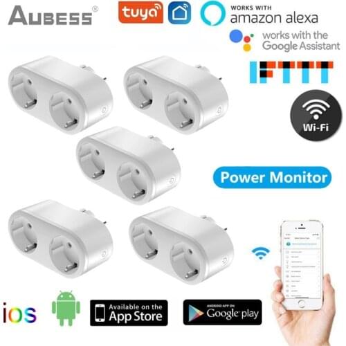 Smart Plug Dual Wifi Plugs 2 in 1 Extenders Socket Works with Alexa Google Home Smart Life App No Hub Required Schedules Socket