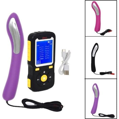 USB Charge Strong Electro Stimulation Anal Vagina Plug SM Electric Shock AV Wand Vibrator Big Dildo Couple Masturbation Sex Toys