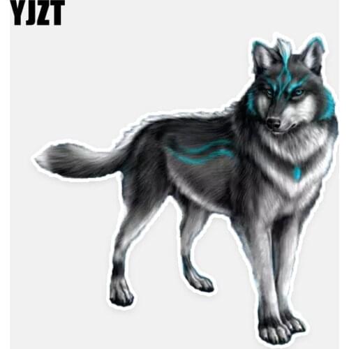 YJZT 15CM*15CM Fashion Luminous Wolf King PVC Decal Car Sticker Decoration 5-0871