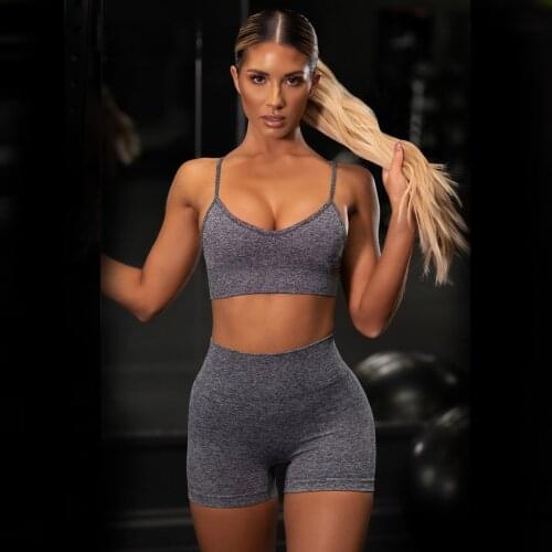 Womens Sportswear Tracksuit Bra Shorts 2 Piece Set Fitness Workout Running Sports Sling Vest Yoga Set Gym Clothing Sport Suit