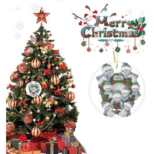 1PC 2020 Christmas Ornaments Snowman Family DIY Hanging Wooden Sign Christmas Ornaments Snowman Family DIY Hanging Wooden Sign