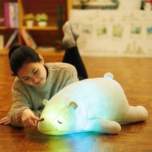1pc 40cm Luminous Plush Polar Bear Toys Colorful Glowing Animal Toys for Girl Kawaii LED Light Toy Soft Pillow for Baby