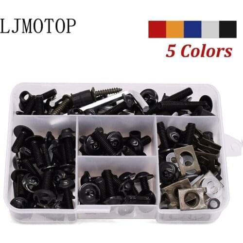 175pcs Universal Motorcycle Fairing Bolts Screws Nuts Kit Fastener Clips For Kawasaki VERSYS 650 ZRX 1100 1200 ZX 11 1100 7R 9