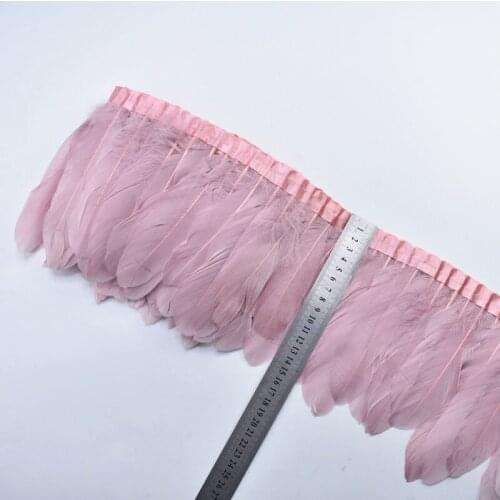 2Meter Leather Pink Goose feather Trim decor colored goose feathers Crafts Geese Ribbons Fringes Wedding feathers for decoration