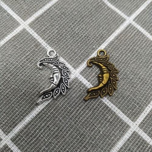 10Pcs 15*27mm Alloy Moon Charms Vintage 2Color Planet Pendants Accessories For Making Necklace Earrings Bracelet DIY Jewelry