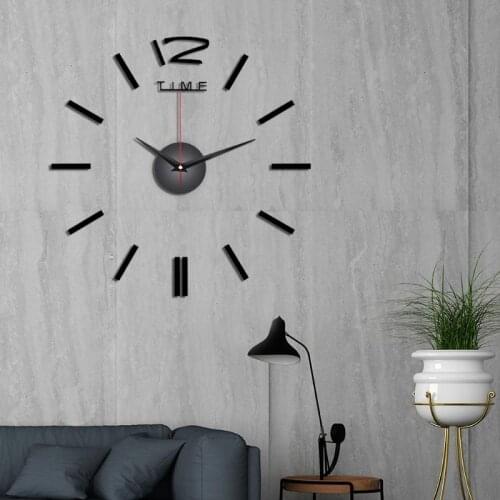 3D DIY Large Wall Clock Mirror Stickers Silent Clocks Wall Modern Design Europe Style Simple for Home Decor Presents Supply