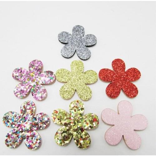 40PCS/lot Bling Gold Handmade Sequin Powder flower Crafts for garment accessories and Girl Hair Jewelry Decoration