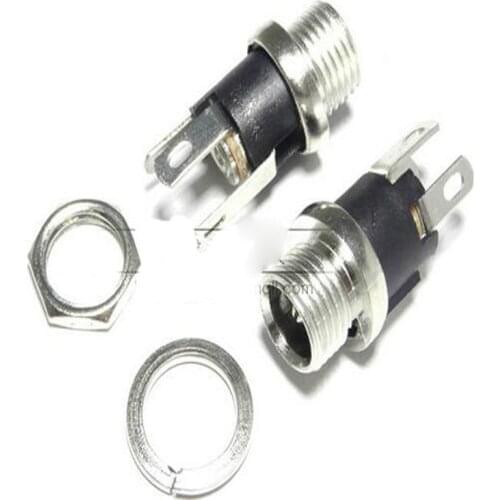 50PCS/Lot DC-025M DC025M Power DC Socket/Jack connector With Nut DC5.5*2.5 5.5*2.5MM