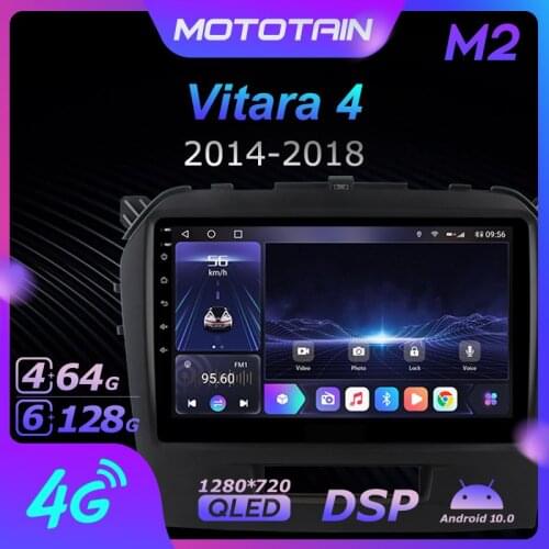 Mototain Autoradio automotive Radio 2 Din for Suzuki Vitara 4 2014 - 2018 Android 10.0 Multimedia 4G LTE 6G Ram 128G Rom