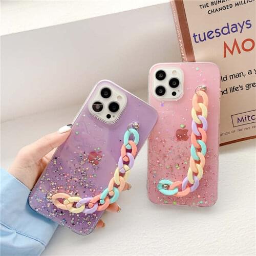 Glitter Sequin Soft Bracelet Phone Case For iphone 12 mini XR X XS Max 6 6S 7 Plus 8 Plus iphone 11 11 pro max Bling Stars Cover