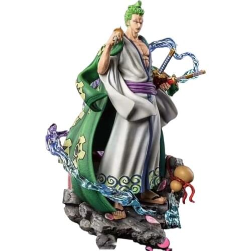 One Piece Figure Anime Action Roronoa Zoro Figma Three Knives Statue 37cm ABS Battle Model Animation Figures Children Toys Doll
