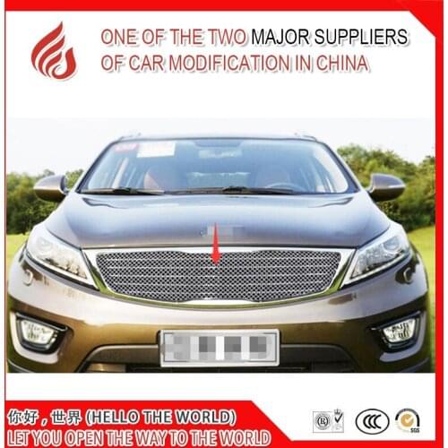 Hot sale 304 Stainless steel car front grille racing grills grill cover trim for Sportage 2011 2012 2013 2014 2015