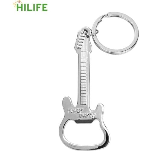 HILIFE Guitar Shape Beer Bottle Opener Zinc Alloy Key Chain Keyring Keychain Bottle Opener