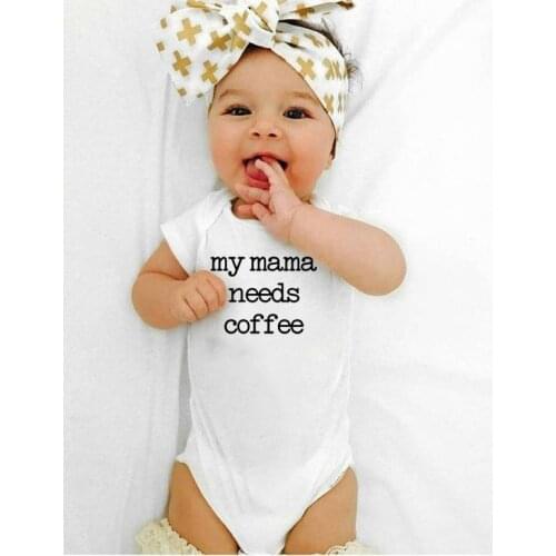 Baby Bodysuit Infant Jumpsuit Short Sleeve Body Suit Baby Clothing Summer My Mama Needs Coffee Letters Outwear