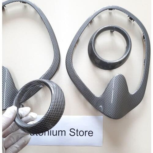 1 Set 4 Pieces Custom Dream Carbon Look Console Side Air Grill Frame & Speaker Frame for Renault 2012-2019 Clio 4 - Lutecia