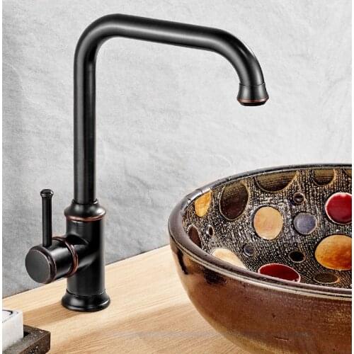 Kitchen Wet Bar Bathroom Vessel Sink Faucet Black Oil Rubbed Bronze One Handle Swivel Spout Mixer Tap Single Hole msf091